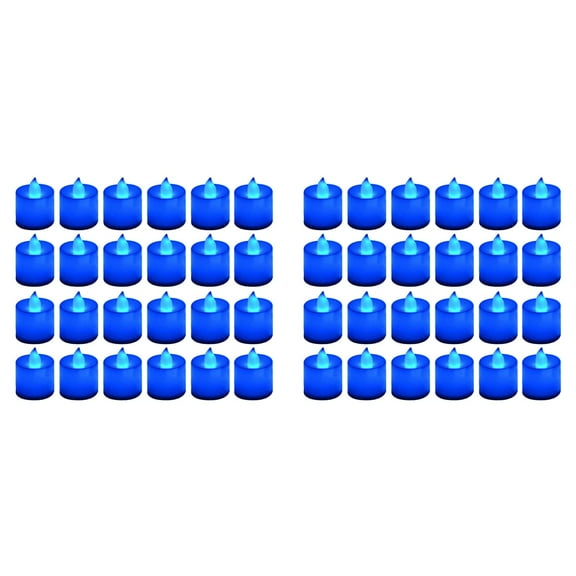 YWIYIUD 48 Pack Lights Candles Battery Operated, Flameless Flickering Electric LED Blue Candles for Wedding Table Decor, Festival Celebration 1.7inch