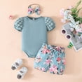 thumbnail image 2 of TOWED22 Newborn Baby Girl Summer Outfit Set Romper Daddy Girl Embroidery Jumpsuit Tops Shorts Infant Waffle Clothes Light Blue,12-18 M, 2 of 4