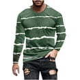 thumbnail image 3 of Ahuyic Mens Plus Size Long Sleeved Blouse, Autumns/Winter Long Sleeve Top For Men, Men Casual Round Neck Pullover Stripe Printed T-Shirt Loose Long Sleeve Round-Neck Blouses & Shirts, 3 of 5