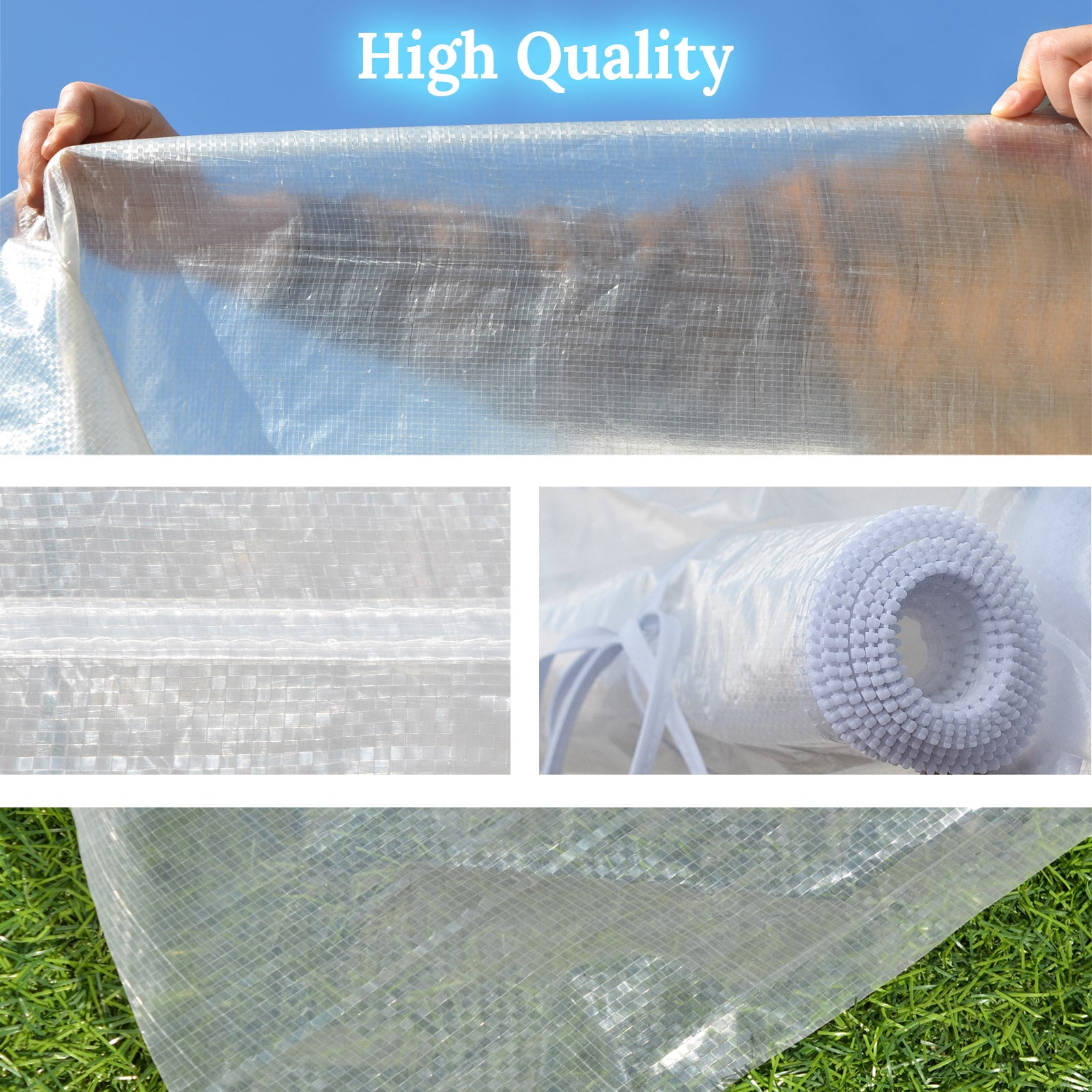 SUNRISEUMBRELLA Half-Transparent Greenhouse 3Pcs Cover Replacement ONLY Larger Walk in Outdoor Plant Garden, Frame NOT included（16x7x7 FT）