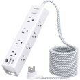 thumbnail image 1 of XUCP-Surge Protector Barre d'Alimentation - Rallonge de 15 Pieds, Multiprise avec 12 Prises AC 3 USB, Prise Plate, Montage Mural Protection contre les Surcharges, 1050J, Station de Charge pour Bureau Dortoir Maison Bureau, 1 of 4