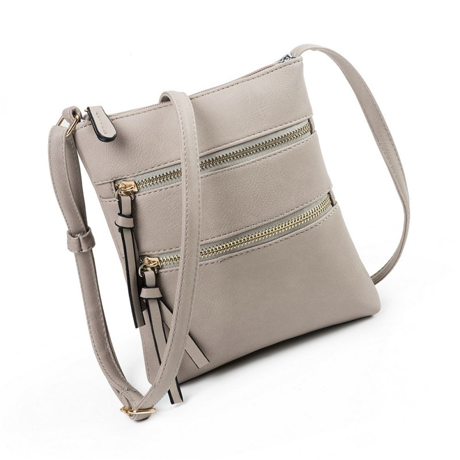 Small Crossbody Purses for Women Multi Pocket Travel Bag Over The Shoulder with Extra Long Strap - Light Grey