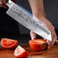 thumbnail image 4 of Kitchen Knife 7.5inch Kiritsuke Knives with Sheath,Stainless Steel Sharp Forged Hammered Blade Non-Stick Fruit Slicer Vegetable Slicing Santoku Chef Knife Cutter Cooking Tool, 4 of 7