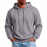 Thousandth Men's Fashion Plain Hooded Sweatshirt Casual Drawstring Long ...