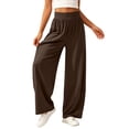 thumbnail image 5 of TEAJOPSUU Womens Casual Pleated Wide Leg Pants with Pockets Flowy High Waisted Elastic Palazzo Pants Comfy Soft Solid Color Trouses Brown, 5 of 8