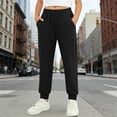 thumbnail image 2 of CPNG Children's Thin Jogger Sweatpants Straight Leg Elastic High Waist Casual Loose Cozy Sports Pants with Pocket(Black,11-12 Years), 2 of 9