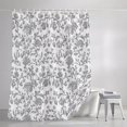 thumbnail image 3 of Shower Curtains for Bathroom, Grey Flower Waterproof Fabric Shower Curtain, Vintage Farmhouse Boho Leaf Spring Plant Decorative Bathroom Curtain for Bathtub, 72"x72", No Hooks Included, 3 of 9