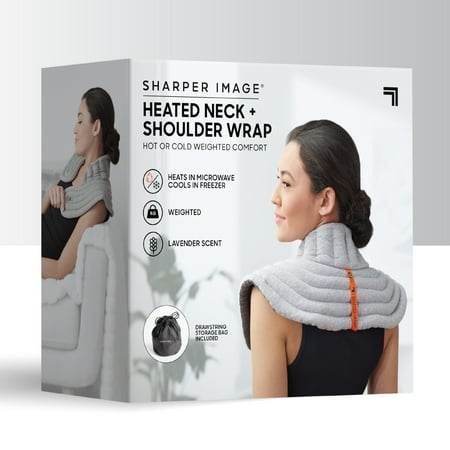 Sharper Image - Heated Neck and Shoulder Aromatherapy Wrap, Lavender Scented Hot/Cold - Gray