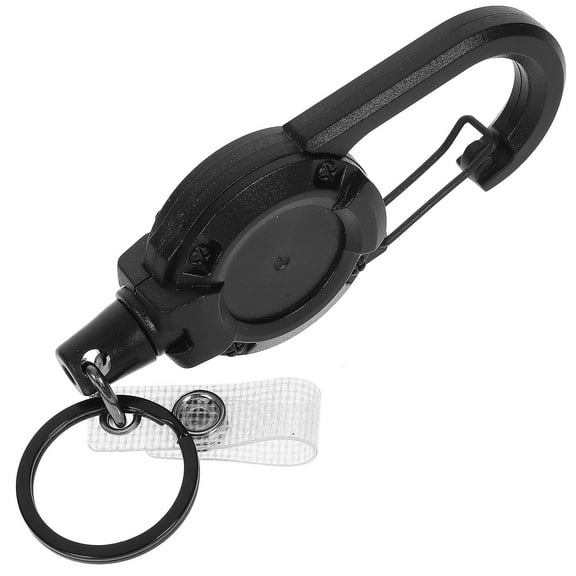 SEWCHICS Black Retractable Carabiner Keychain for Holding Keys MultiFunctional ABS Material 5.5 inches
