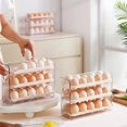 thumbnail image 4 of Refrigerator Egg Holder, Auto-Rolling Egg Storage Container for Fridge Side Door, Space Saving Plastic Egg Tray Organizer for Kitchen Pantry Cabinet and Countertop, Beige, 4 of 4