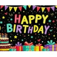 thumbnail image 3 of Colorful Happy Birthday Banner with Balloons Cake and Gifts Background Backdrop Party Decoration for Birthday Party Photography Props and Home Decorations, 3 of 7