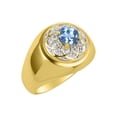 thumbnail image 3 of RYLOS Men's Rings Yellow Gold Plated Silver Designer Gypsy 7MM Round Gemstone & Diamond Ring Blue Topaz December  Size 8, 3 of 6