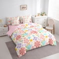 thumbnail image 3 of Homewish Kawaii Cartoon Flower Twin Bedding Sets 7-Piece for Kids, Pink Cherry Blossoms Bedding Comforter Set, Groovy Floral Reversible Sheet Sets, Breathable Home Decor, 3 of 7