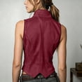 thumbnail image 7 of Zynoxe Womens Plus Size Western Vest Trendy Faux Suede Stand Collar Sleeveless Button Down Cropped Jacket Vintage Cowboy Street Outerwear Wine L, 7 of 7