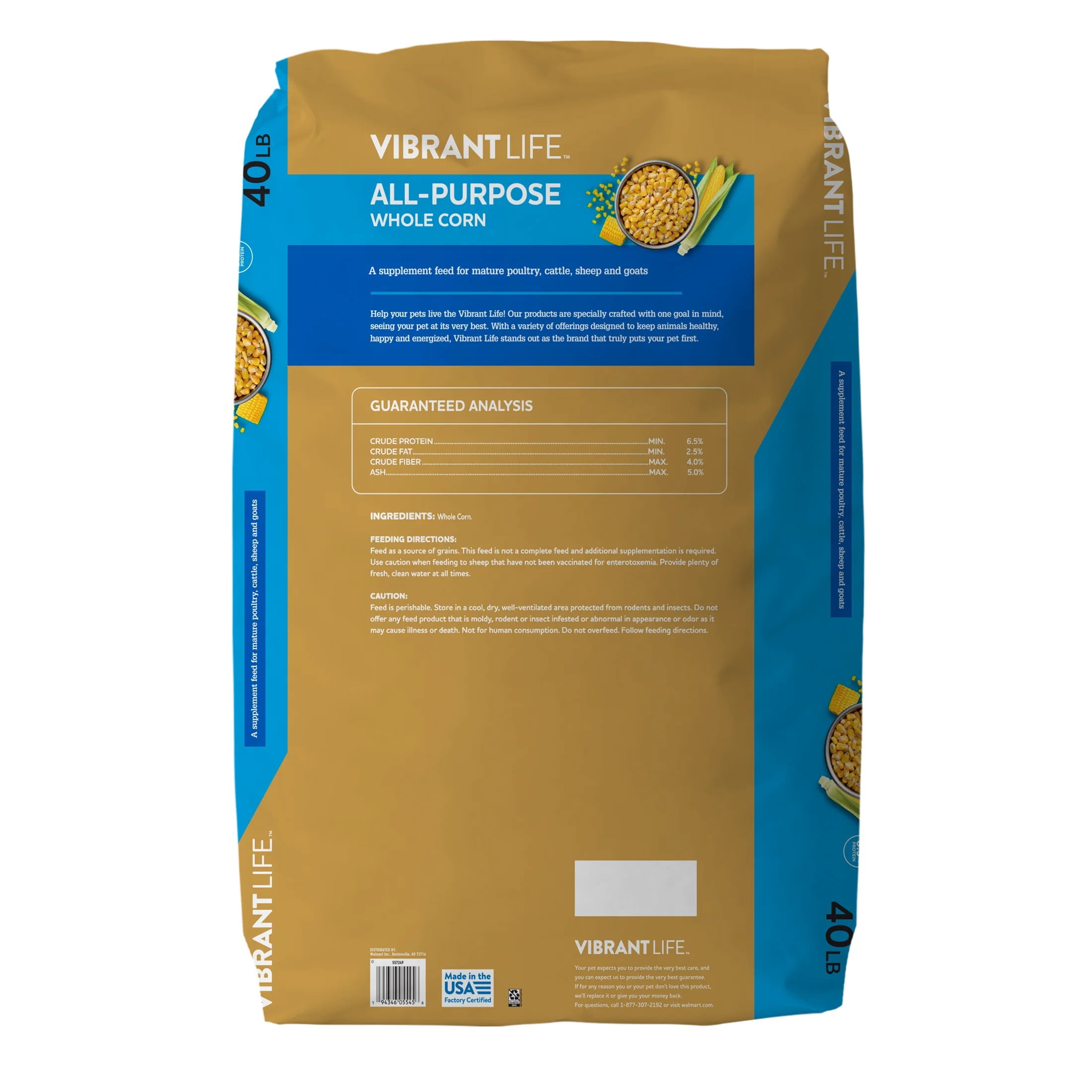 Vibrant Life All-Purpose Whole Corn, 40 lb Bag
