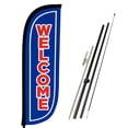 thumbnail image 1 of LookOurWay Feather Flag Pole Kit - 7 Feet Tall Advertising Banner with Fiberglass Pole Set and Ground Spike for Business Promotion - Open Flags - Welcome Blue & Red, 1 of 4