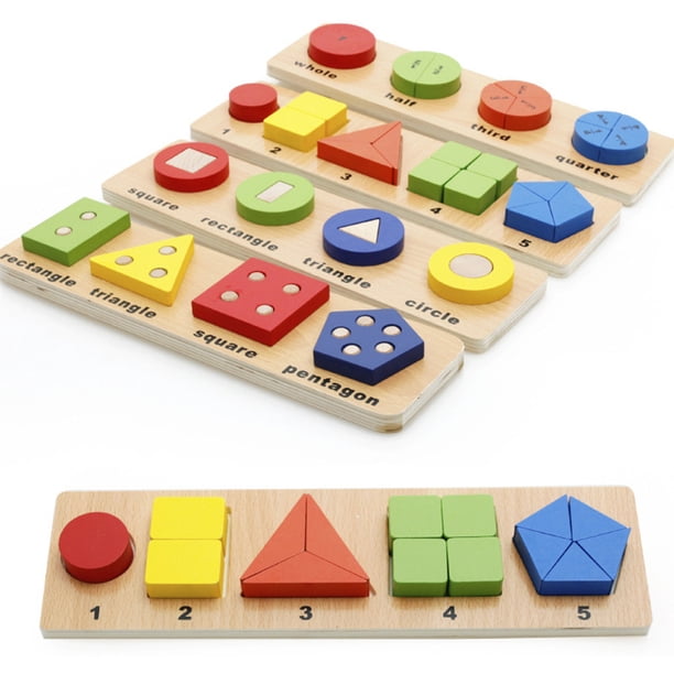 Gwong Juguete Geométrico de madera Fracción de matemáticas Puzzle emparejamiento apilador juego educativo niños juguete Gwong 30005050