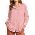 thumbnail image 6 of cocolona Heart-Shaped Button Down Blouses for Women Solid Color Long Sleeve Lapel Shirts Trendy Casual Blouses, 6 of 7