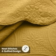 thumbnail image 3 of IR Imperial Rooms 3Pc-Embossed Luxury Bedspread Microfiber Floral Pattern Quilt Set Lightweight Full/Queen Ochre, 3 of 12