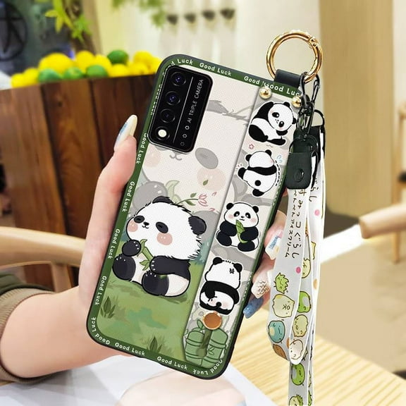 KDY-Phone Case For TCL T-Mobile Revvl V  5G/Revvl V Plus 5G, Silicone Lanyard Anti-dust Phone Holder Ring Wristband Cute Back Cover Anti-knock Soft case Fashion Design Durable Kickstand