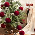 thumbnail image 5 of PayUSD Velvet Christmas Ball Ornaments for Christmas, 12pcs Flocked Shatterproof Christmas Ornaments Hanging Xmas Tree Decorations Set for Home Party Holiday Decor (3.15 inch, Burgundy Red), 5 of 9