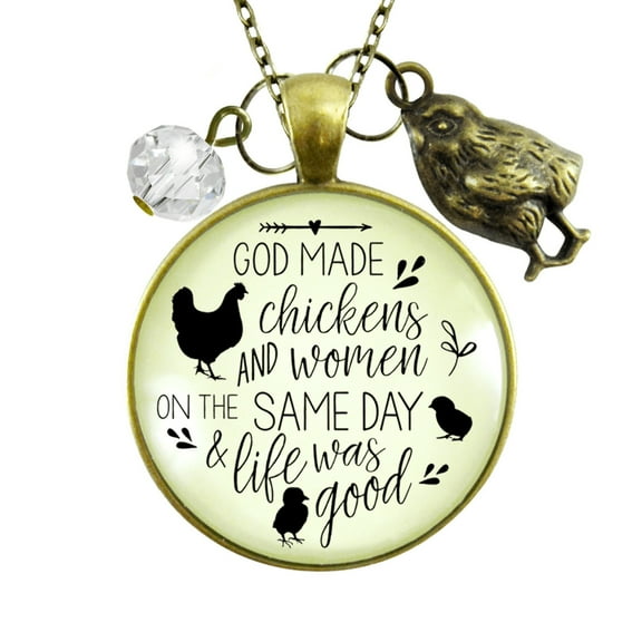 Chicken God Made Necklace Gutsy Goodness Adult Female Bronze Metal Jewelry