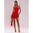 thumbnail image 3 of Women's Solid Color Ruffled Hem Bandeau Dress, Dresses For Women, Red, 3 of 7
