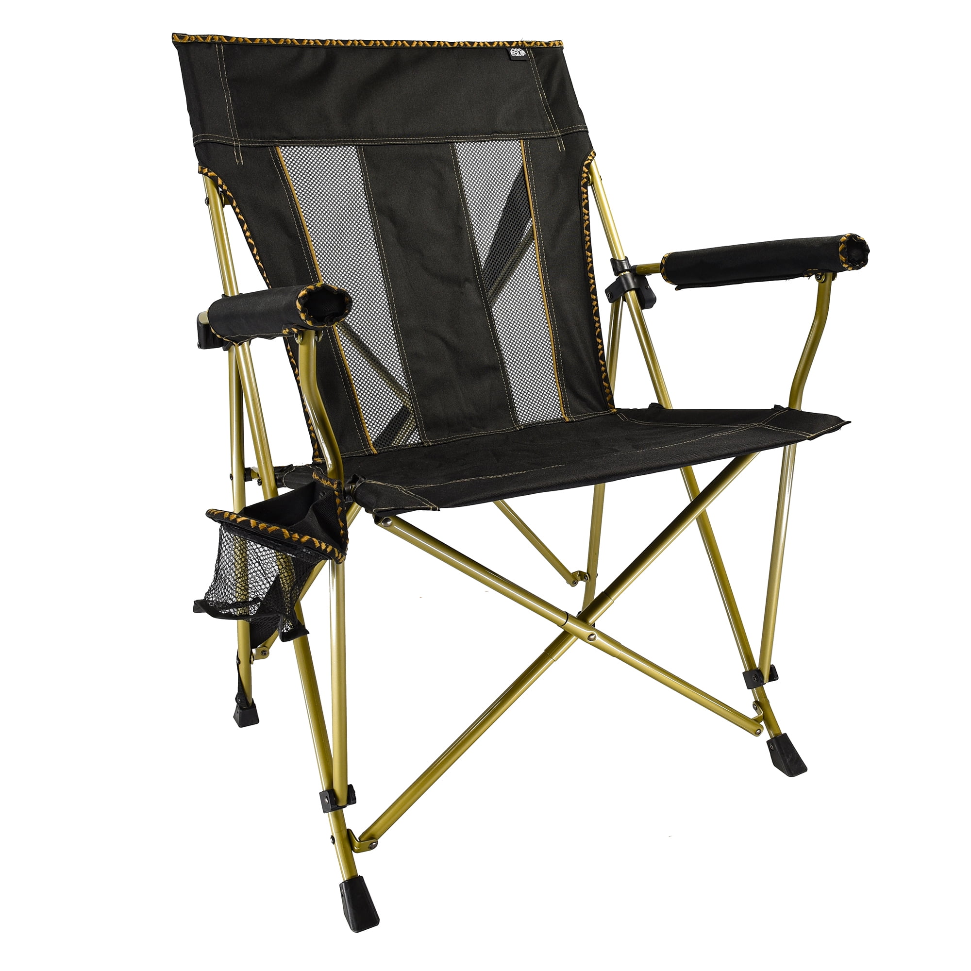 Equip Comfort Click XL Portable Outdoor Hard Arm Chair with Mesh Back and Cup Holder, 300 lb Capacity