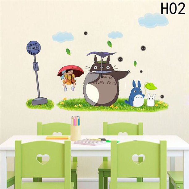 Cartoon Animation Vinyl Totoro Wall Stickers For Kids Room Cafe Bar Home Decoration Poster Totoro Wallpapers Walmart Com Walmart Com