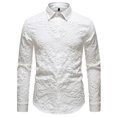 thumbnail image 4 of MIXUE Mens Casual Button Down Shirts Solid Color Lapel Lapel Cardigan Loose Comfortable Trendy Business Floral Long Sleeve Shirt Tops Daily-Wear,White,L, 4 of 9