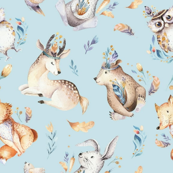 MuralsPrint Cute Nursery Animals Removable Wallpaper - 10'ft H x 24''inch W