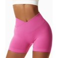 thumbnail image 5 of Women's V Cross Workout Shorts High Waisted with Scrunch Butt - Tummy Control Yoga Shorts for Women - Booty Lifting Gym Biker Shorts - Sexy Athletic Compression Spandex Shorts, 5 of 7
