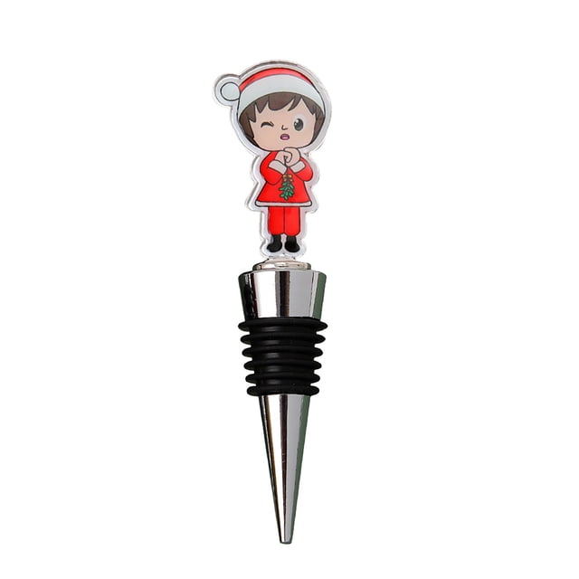 Tapón de vino de vino, tapón de vino de dibujos animados de Navidad, regalo de devolución de fiesta Wmkox8yii FHAKJF1867