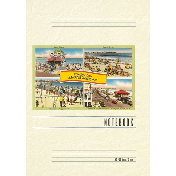 Vintage Lined Notebook Greetings from Hampton Beach, (Paperback)