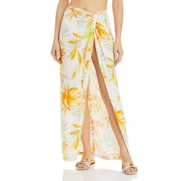 L*Space Mia Printed Skirt Swim Cover-Up, Orange, Medium