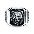 thumbnail image 2 of Bling Jewelry Mens Mens Silver Ring Vintage Lion Signet Celtic Knot Oxidized .925 Sterling Silver, 2 of 4