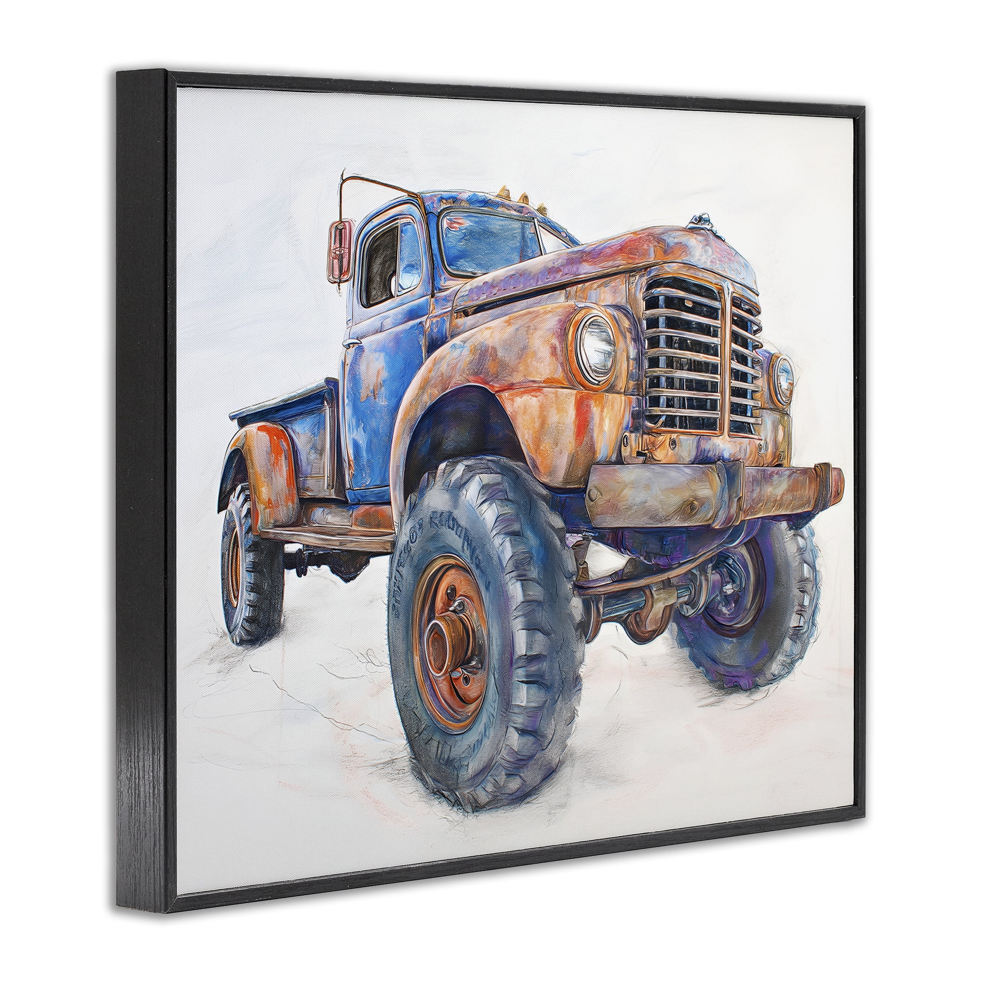 Stupell Industries Old Rustic Truck Illustration Black Framed Giclee Art, design by Steve Hunziker