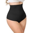 thumbnail image 4 of INSPIRE CHIC Women's High Waisted Tummy Control No Show Girdle Body Shaper Thong Panty Smooth Under Dress Shapewear Small Black, 4 of 5