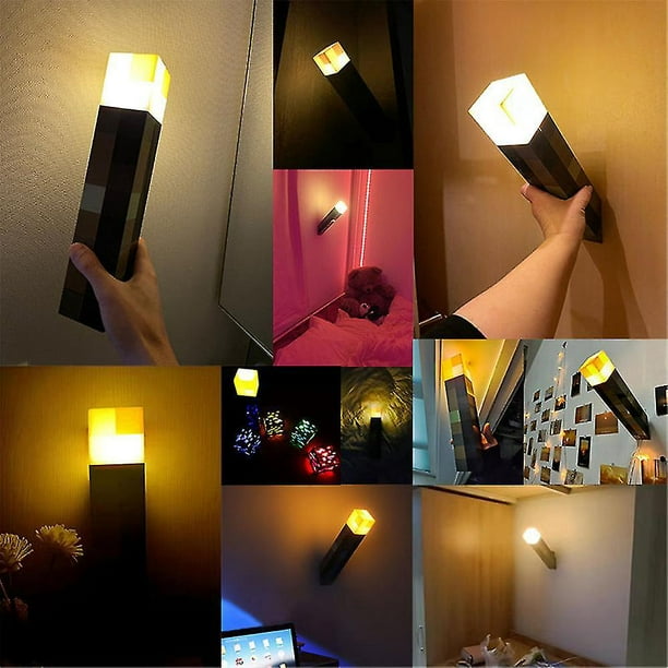 Minecraft Juego Antorcha Lámpara Led brillar, Luz Nocturna recargable, Decoración del Hogar