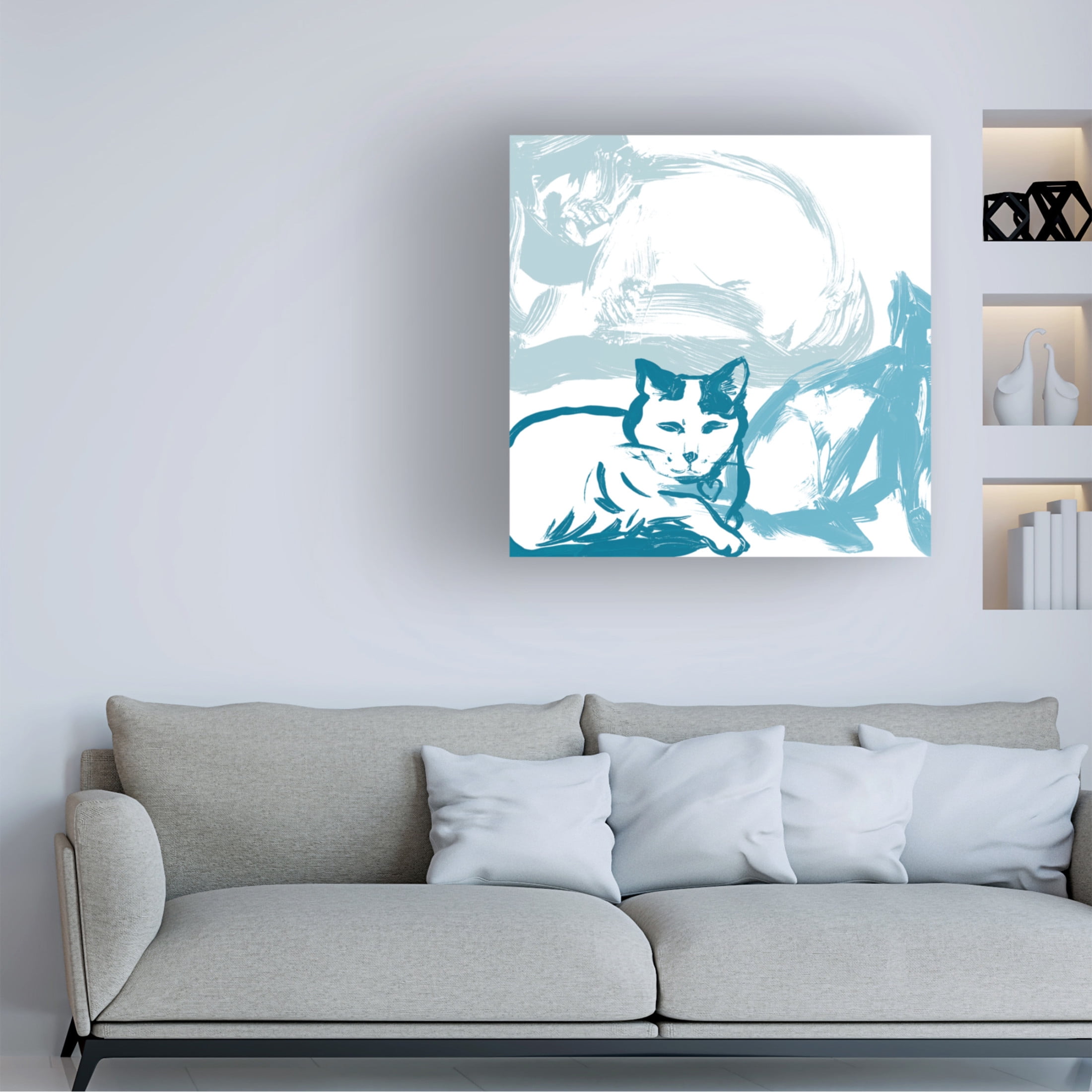 Canvas Wall Art - June Erica Vess 'Paint Box Cats IV' Wall Art for Living Room, Bedroom, or Office Décor by Trademark Fine Art - 18 x 18 Inches