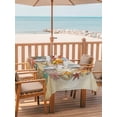 thumbnail image 2 of Outdoor Tablecloth with Umbrella Hole for Patio/Picnic/Party/Camping, Summer Coastal Waterproof Table Cloth Rectangle Table Cover Washable, Nautical Ocean Starfish Conch Coral Retro Brown (60"x 84"), 2 of 8