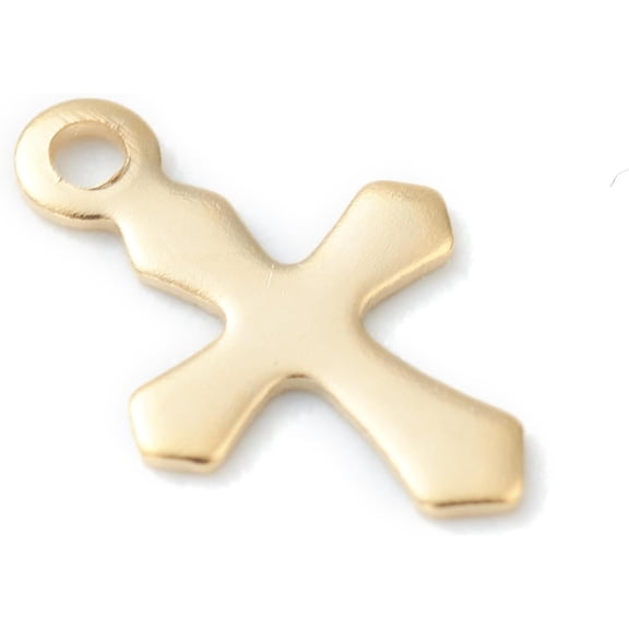 50Pcs 304 Stainless Steel Tiny Cross Charms Coherent Light Cut Metal Charms Pendant Golden Pendant Decoration for Necklace Bracelet Jewelry Making 9x6x0.4mm Hole: 0.9mm