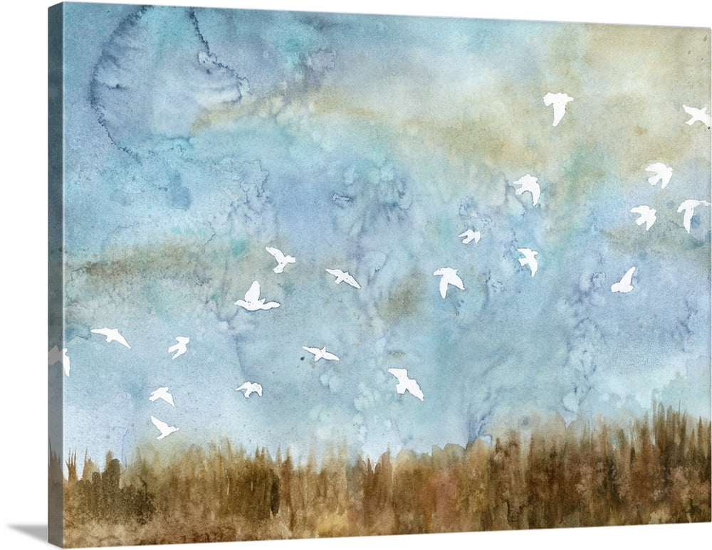 Birds in Flight I Canvas Wall Art, Home Decor 24x18