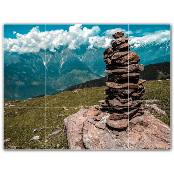 Picture-Tiles.com: Rocks Ceramic Tile Wall Mural WAL500933-43L. 32"W x 24"H using (12) 8" x 8" Ceramic Tiles-Satin Finish