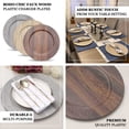 thumbnail image 4 of HLONK 6 Pack | 13” Natural Boho Chic Faux Wood Plastic Charger Plates  Round Rustic Wedding Party Service Plates, 4 of 11