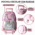 thumbnail image 2 of US Urban Juego Escolar Mochila con Carrito Lonchera y Estuche para Niños y Niñas (rosa gato), 2 of 6