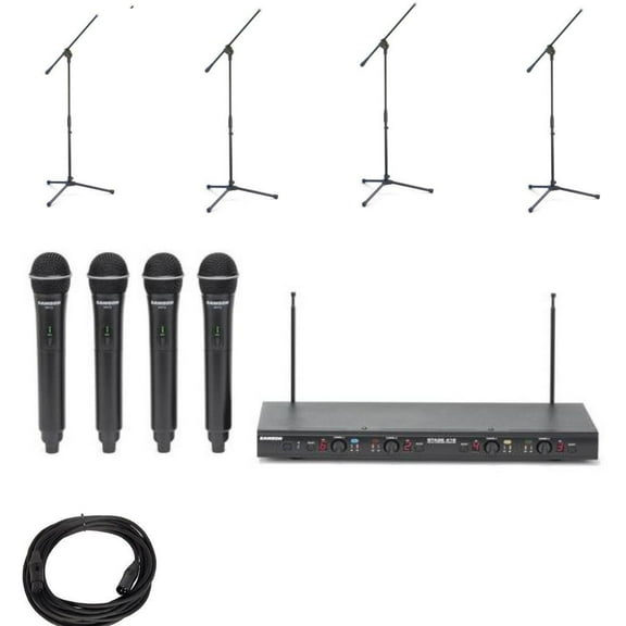 Samson Stage 412 Four Microphone Wireless System with 4 Mic Stands