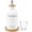 White, variant on Mouthwash Dispenser for Bathroom, 12 OZ Refillable Glass Mouthwash Bottle with Cup and Bamboo Tray, Decorative Mouth Wash Dispenser Set for Bathroom