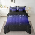 thumbnail image 2 of Feelyou Psychedelic Galaxy Kids Bedding Comforter Set 7pcs, Bling Stars Print King Bedding Sets, Slate Blue Black Reversible Bed Sheets, Microfiber Bedroom Decor, 3-Piece, 2 of 7