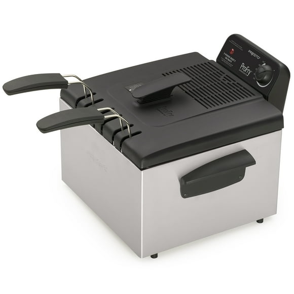 Presto ProFry Dual Basket Deep Fryer, 1800W Immersion Element, Stainless Steel